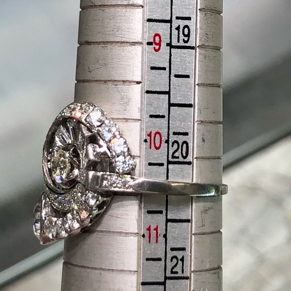 Antique Platinum 3.5 Carat Genuine Diamond Art Deco Ring - Picture 8 of 8